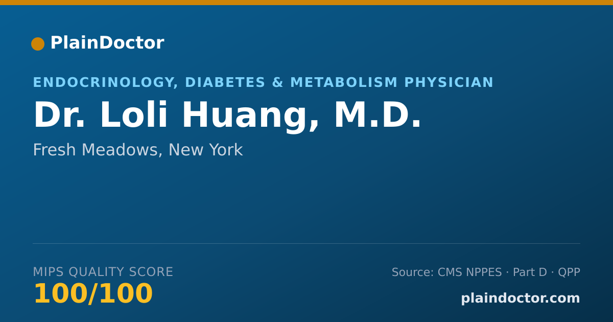 Shareable card for Loli Huang, M.D. - Endocrinology, Diabetes & Metabolism Physician, Fresh Meadows, NY