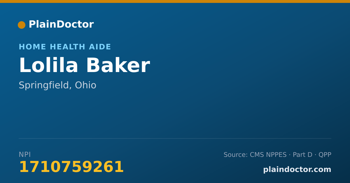 Shareable card for Lolila Baker - Home Health Aide, Springfield, OH