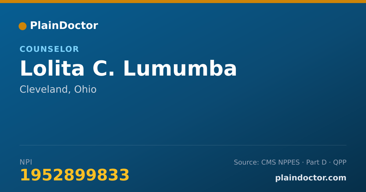 Shareable card for Lolita C. Lumumba - Counselor, Cleveland, OH