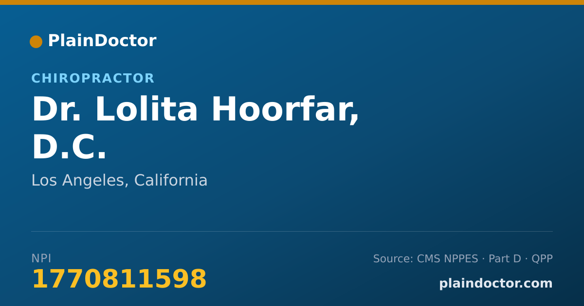 Shareable card for Lolita Hoorfar, D.C. - Chiropractor, Los Angeles, CA