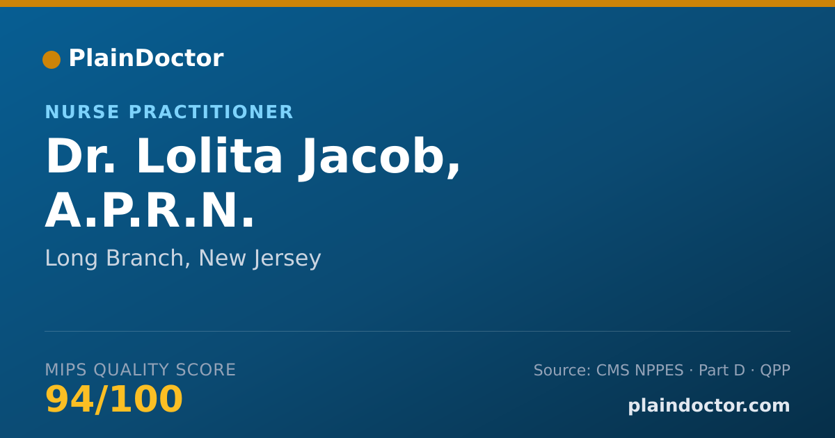 Shareable card for Lolita Jacob, A.P.R.N. - Nurse Practitioner, Long Branch, NJ