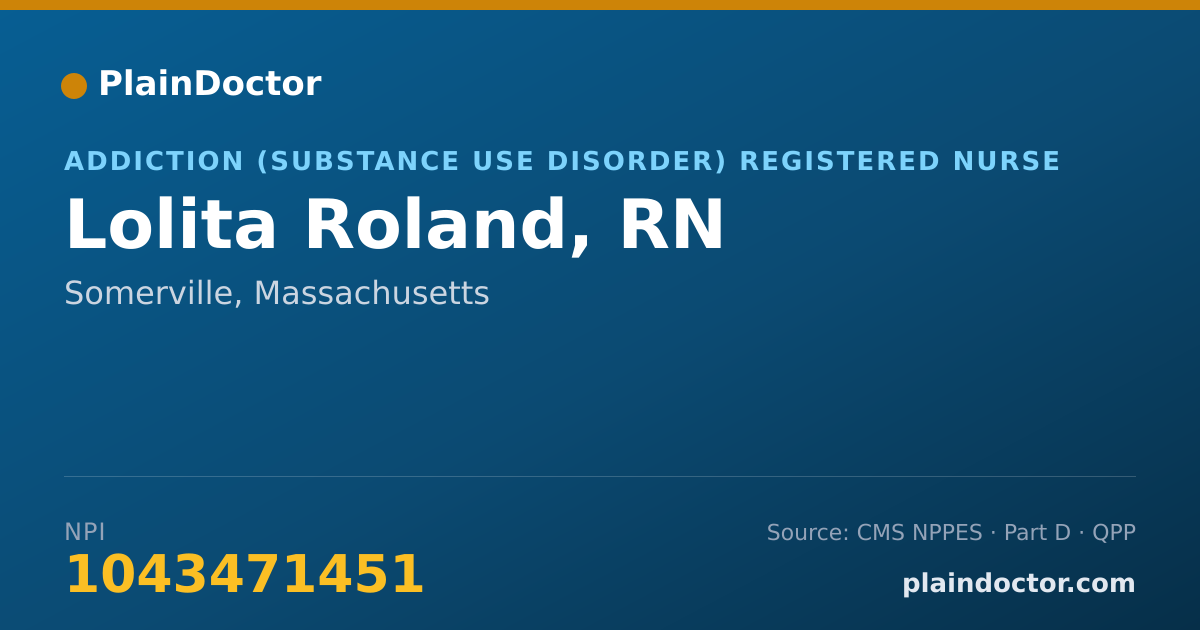 Shareable card for Lolita Roland, RN - Addiction (Substance Use Disorder) Registered Nurse, Somerville, MA