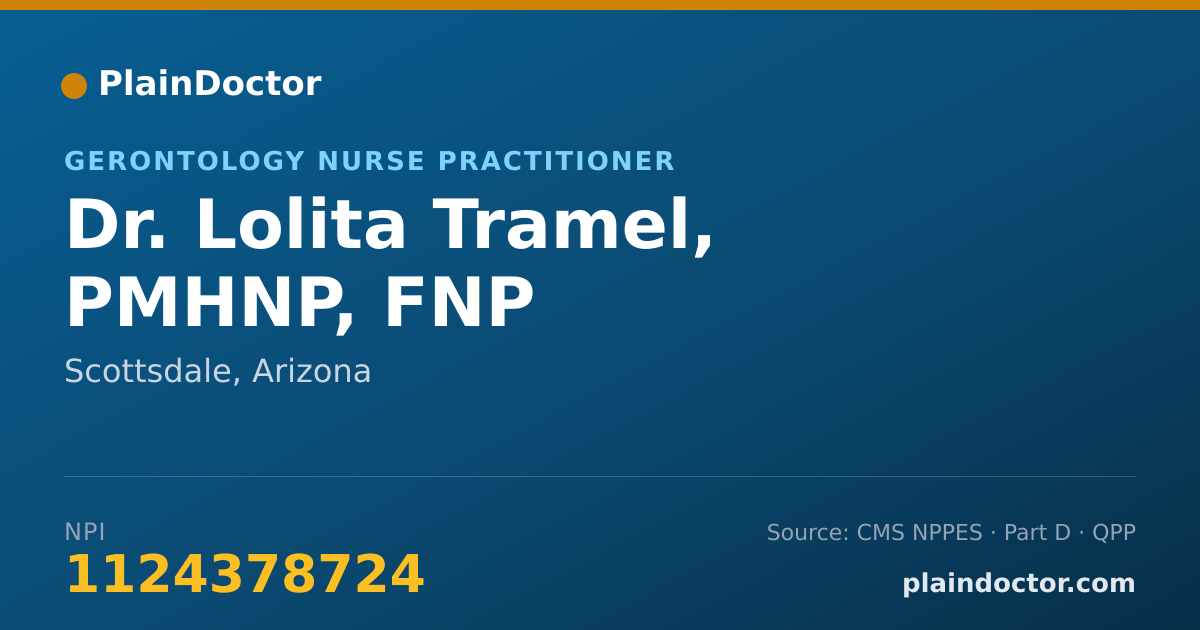 Shareable card for Lolita Tramel, PMHNP, FNP - Gerontology Nurse Practitioner, Scottsdale, AZ