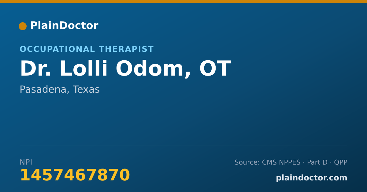 Shareable card for Lolli Odom, OT - Occupational Therapist, Pasadena, TX