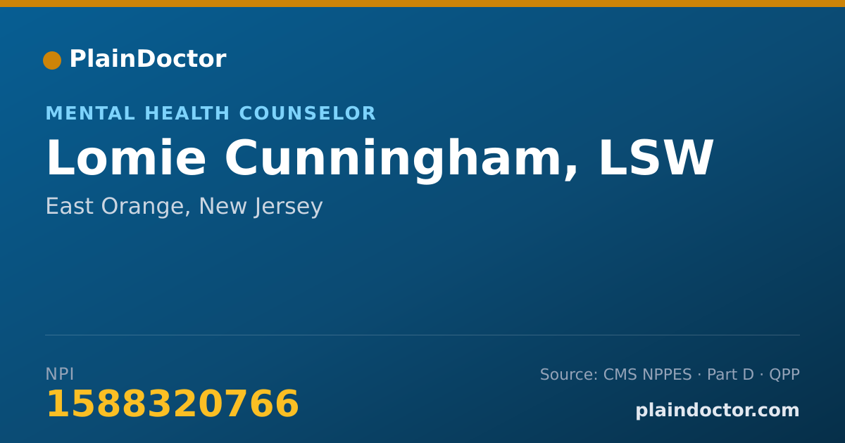 Shareable card for Lomie Cunningham, LSW - Mental Health Counselor, East Orange, NJ