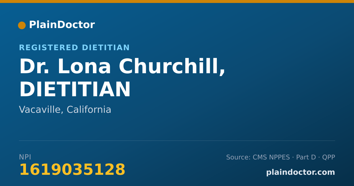 Shareable card for Lona Churchill, DIETITIAN - Registered Dietitian, Vacaville, CA