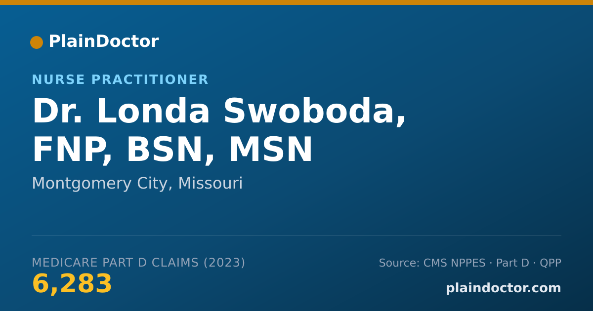 Shareable card for Londa Swoboda, FNP, BSN, MSN - Nurse Practitioner, Montgomery City, MO