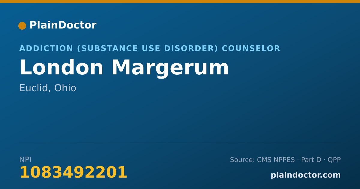 Shareable card for London Margerum - Addiction (Substance Use Disorder) Counselor, Euclid, OH