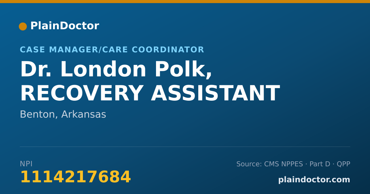 Shareable card for London Polk, RECOVERY ASSISTANT - Case Manager/Care Coordinator, Benton, AR