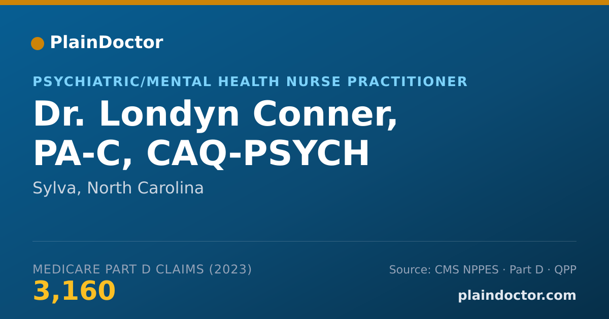 Shareable card for Londyn Conner, PA-C, CAQ-PSYCH - Psychiatric/Mental Health Nurse Practitioner, Sylva, NC