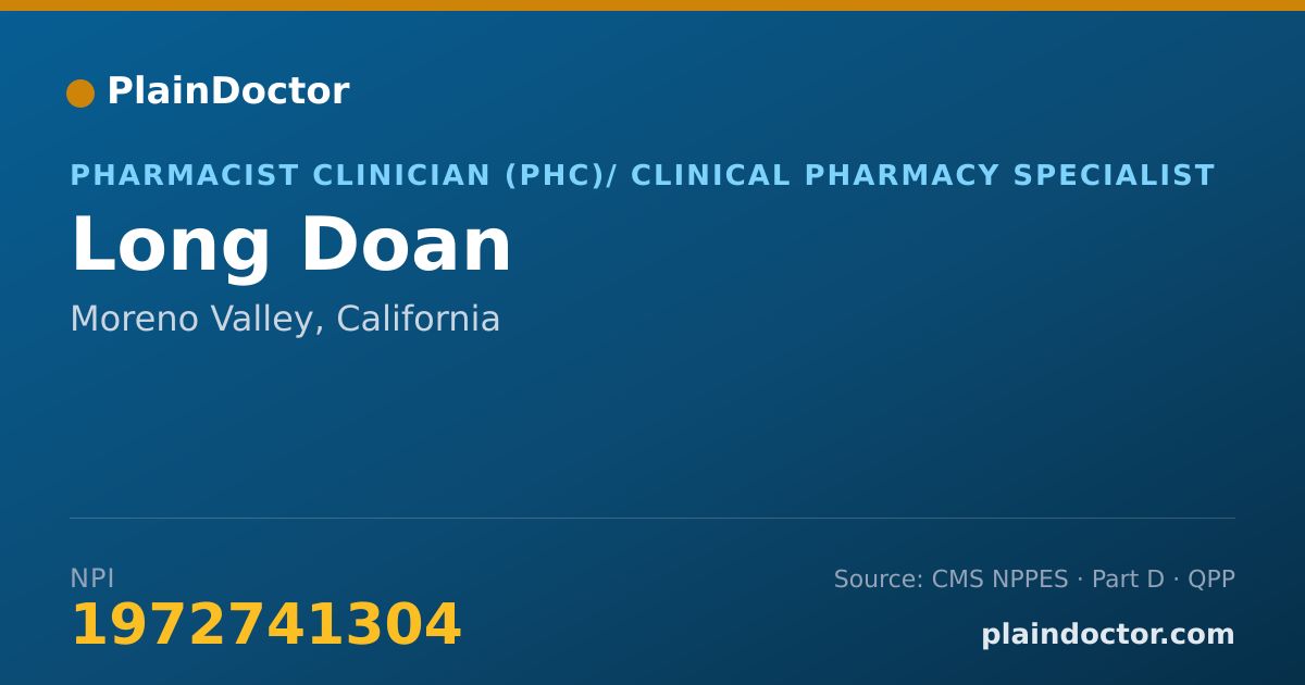 Shareable card for Long Doan - Pharmacist Clinician (PhC)/ Clinical Pharmacy Specialist, Moreno Valley, CA