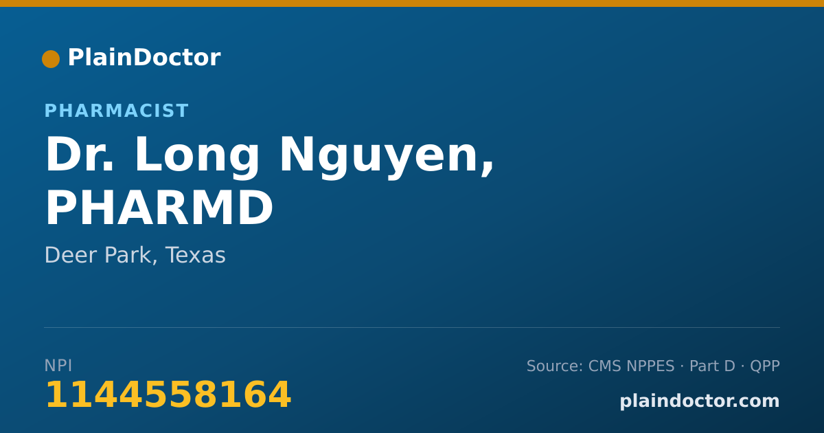 Shareable card for Long Nguyen, PHARMD - Pharmacist, Deer Park, TX