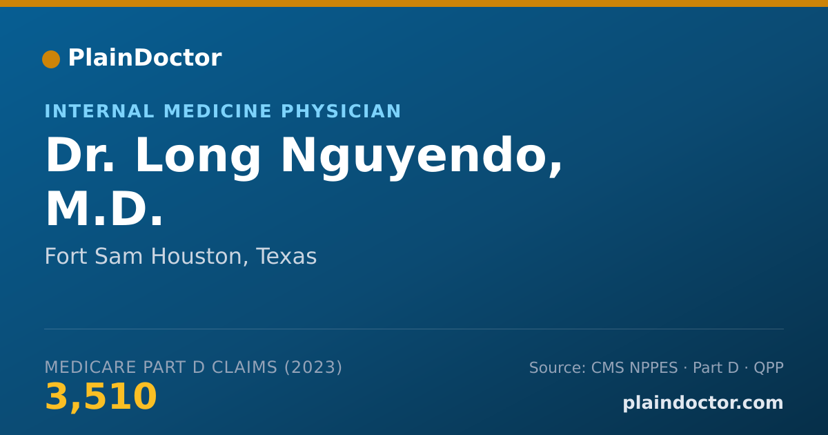 Shareable card for Long Nguyendo, M.D. - Internal Medicine Physician, Fort Sam Houston, TX
