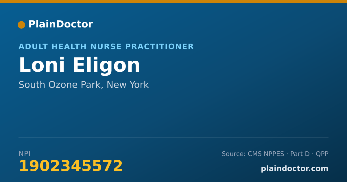 Shareable card for Loni Eligon - Adult Health Nurse Practitioner, South Ozone Park, NY