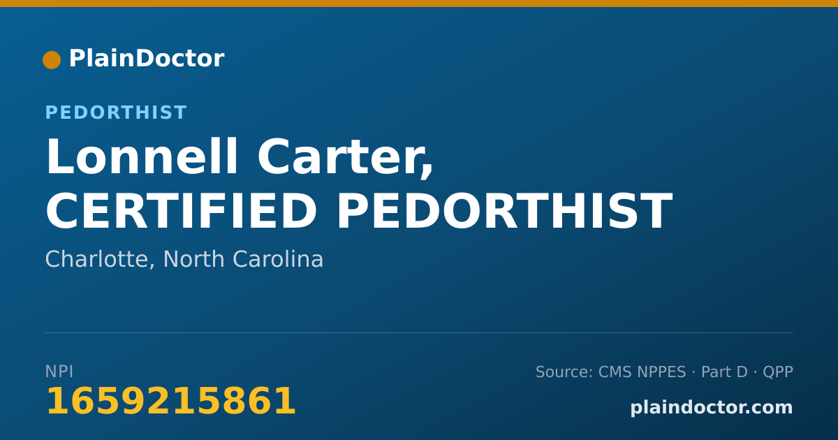 Shareable card for Lonnell Carter, CERTIFIED PEDORTHIST - Pedorthist, Charlotte, NC