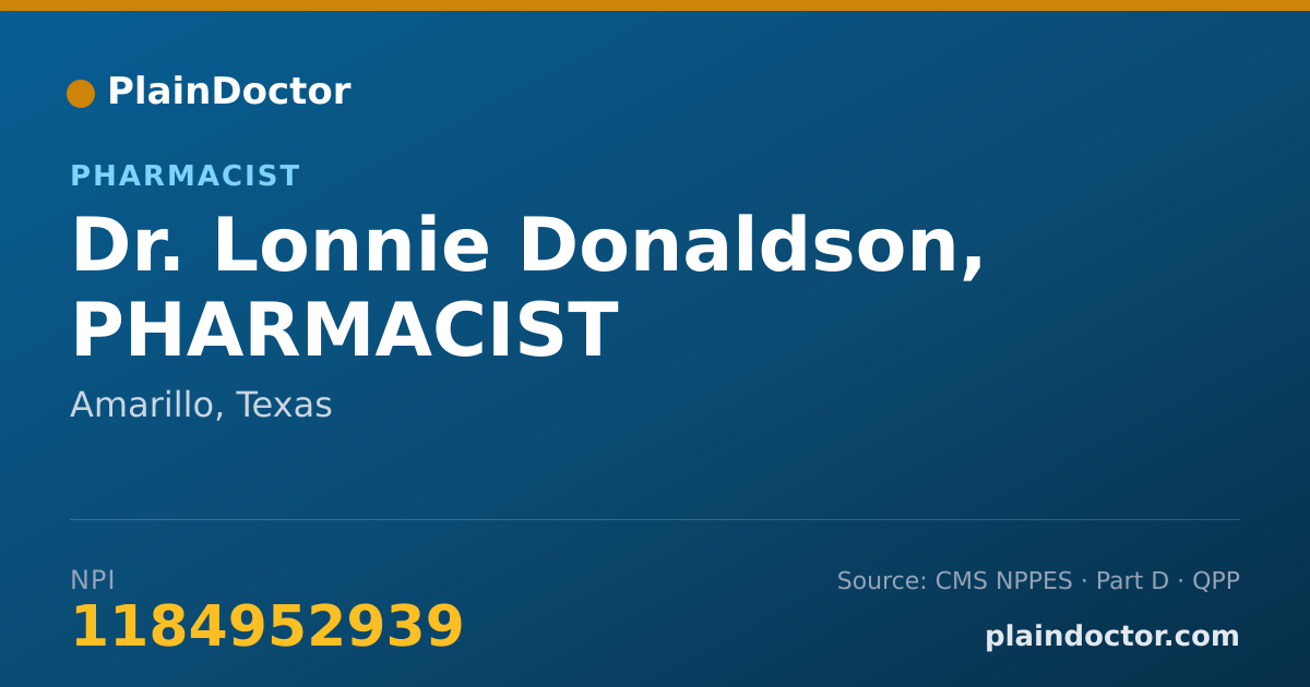 Shareable card for Lonnie Donaldson, PHARMACIST - Pharmacist, Amarillo, TX