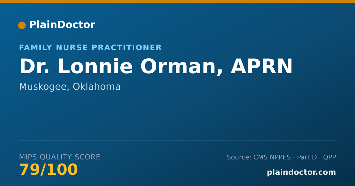 Shareable card for Lonnie Orman, APRN - Family Nurse Practitioner, Muskogee, OK