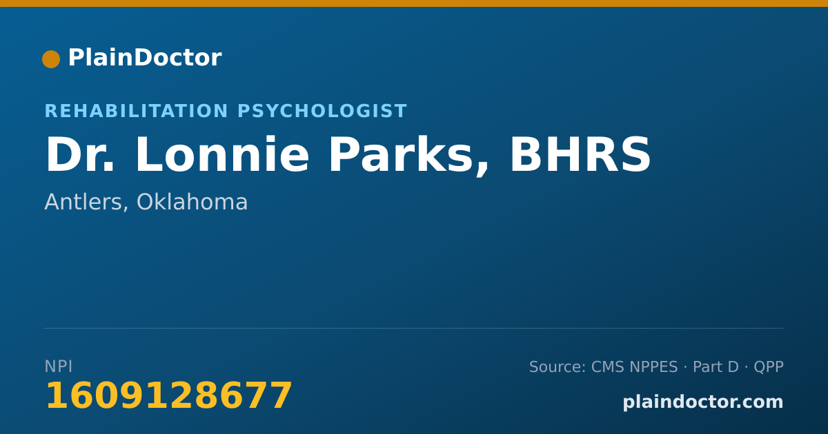 Shareable card for Lonnie Parks, BHRS - Rehabilitation Psychologist, Antlers, OK