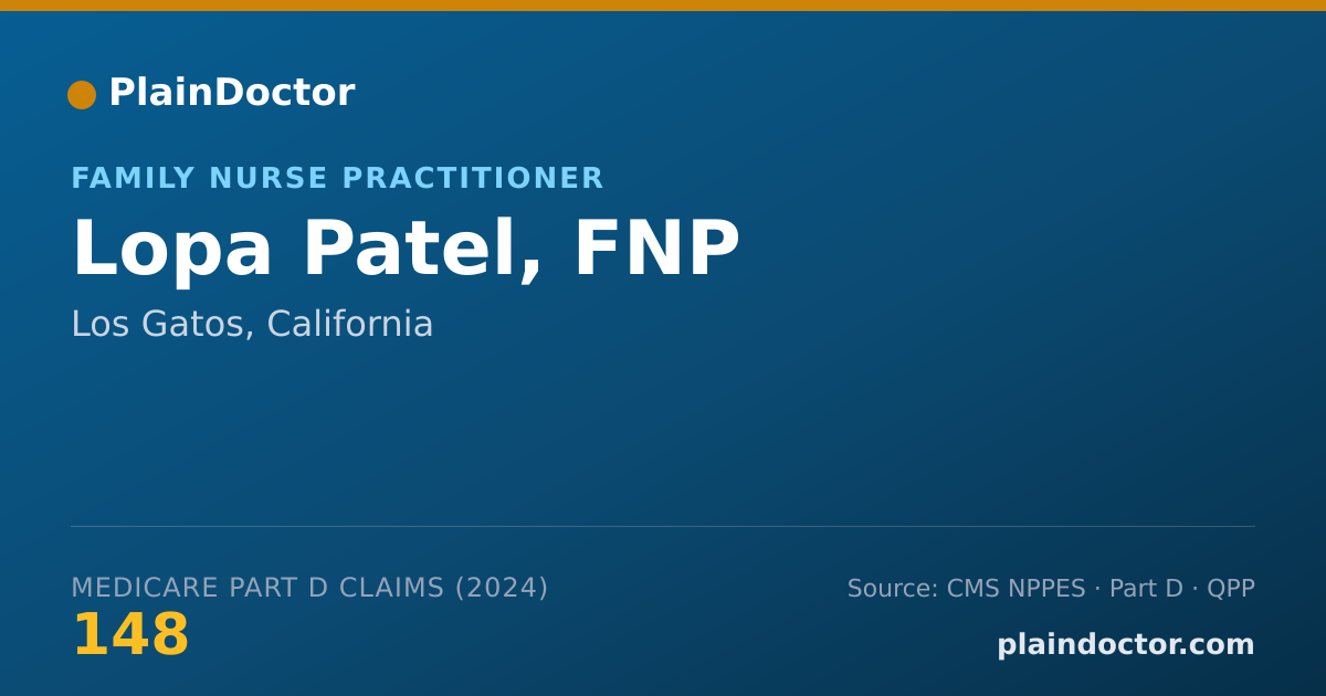 Shareable card for Lopa Patel, FNP - Family Nurse Practitioner, Los Gatos, CA