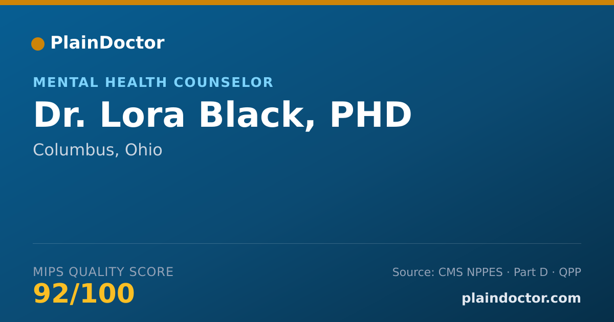 Shareable card for Lora Black, PHD - Mental Health Counselor, Columbus, OH