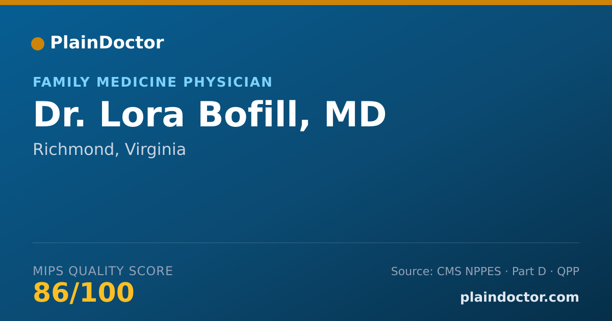 Shareable card for Lora Bofill, MD - Family Medicine Physician, Richmond, VA