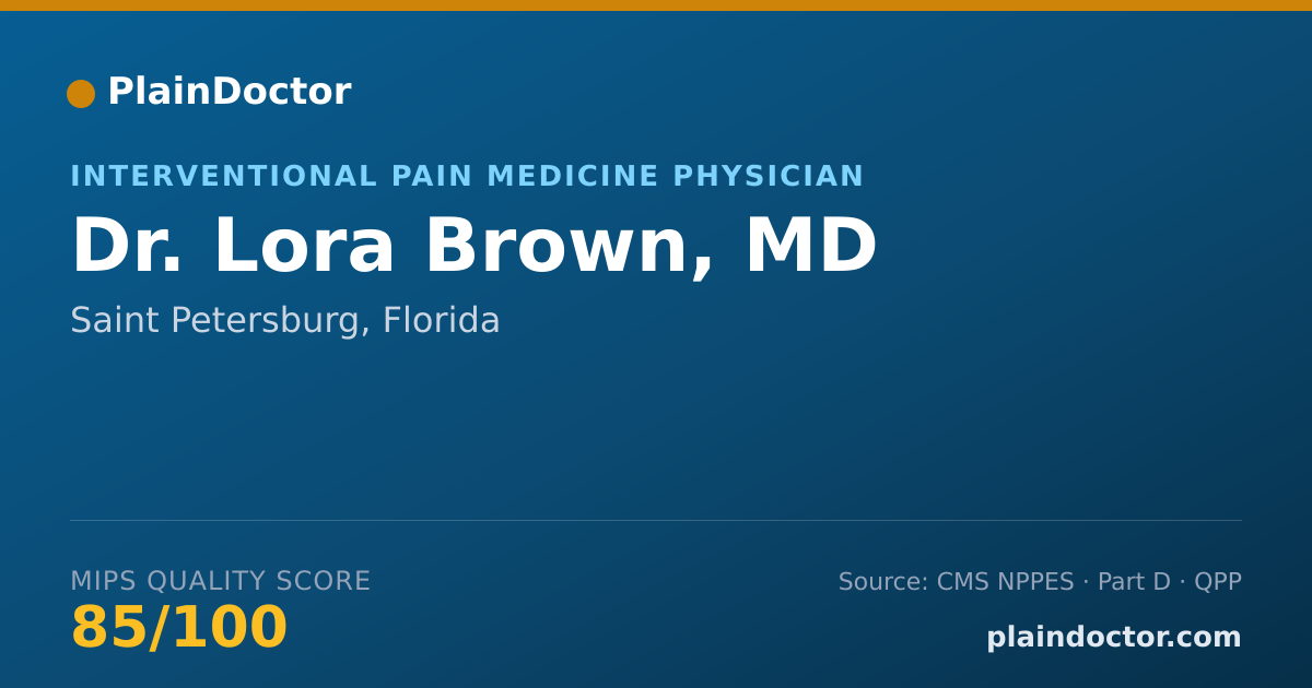 Shareable card for Lora Brown, MD - Interventional Pain Medicine Physician, Saint Petersburg, FL