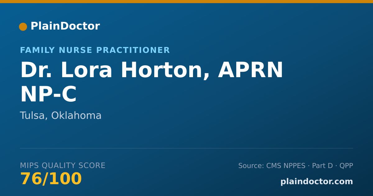 Shareable card for Lora Horton, APRN NP-C - Family Nurse Practitioner, Tulsa, OK