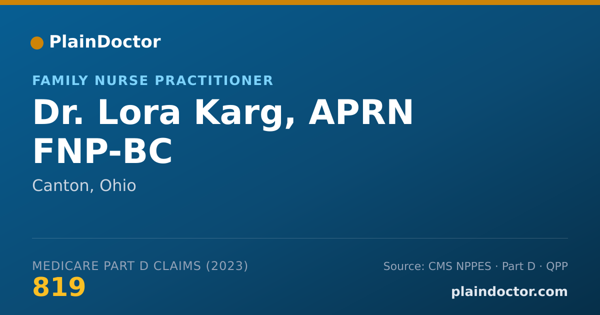 Shareable card for Lora Karg, APRN FNP-BC - Family Nurse Practitioner, Canton, OH