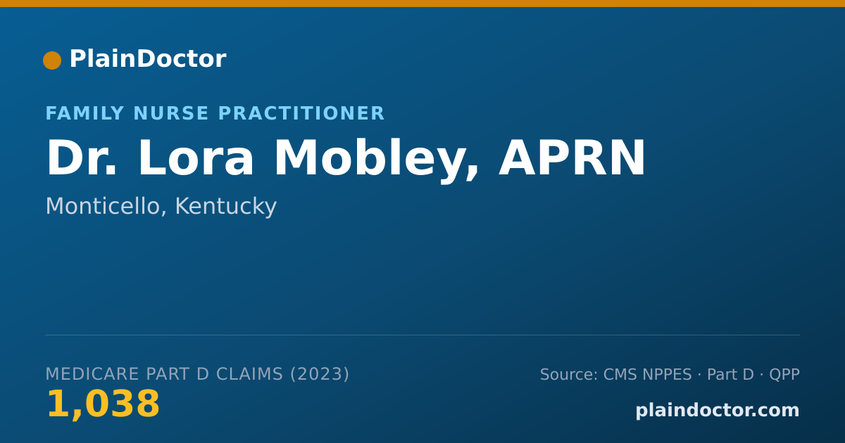 Shareable card for Lora Mobley, APRN - Family Nurse Practitioner, Monticello, KY