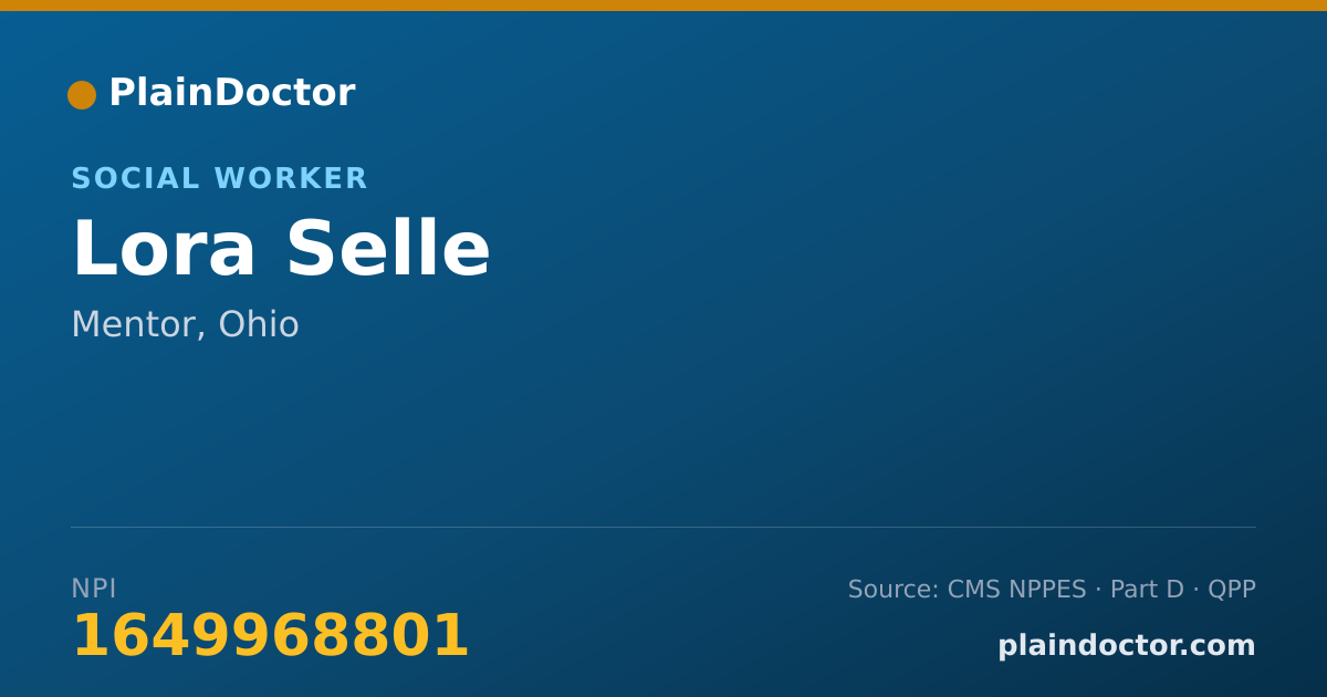 Shareable card for Lora Selle - Social Worker, Mentor, OH