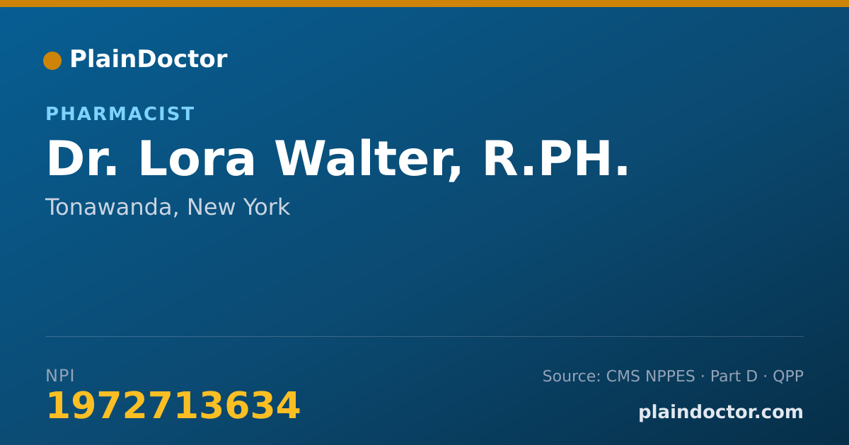 Shareable card for Lora Walter, R.PH. - Pharmacist, Tonawanda, NY
