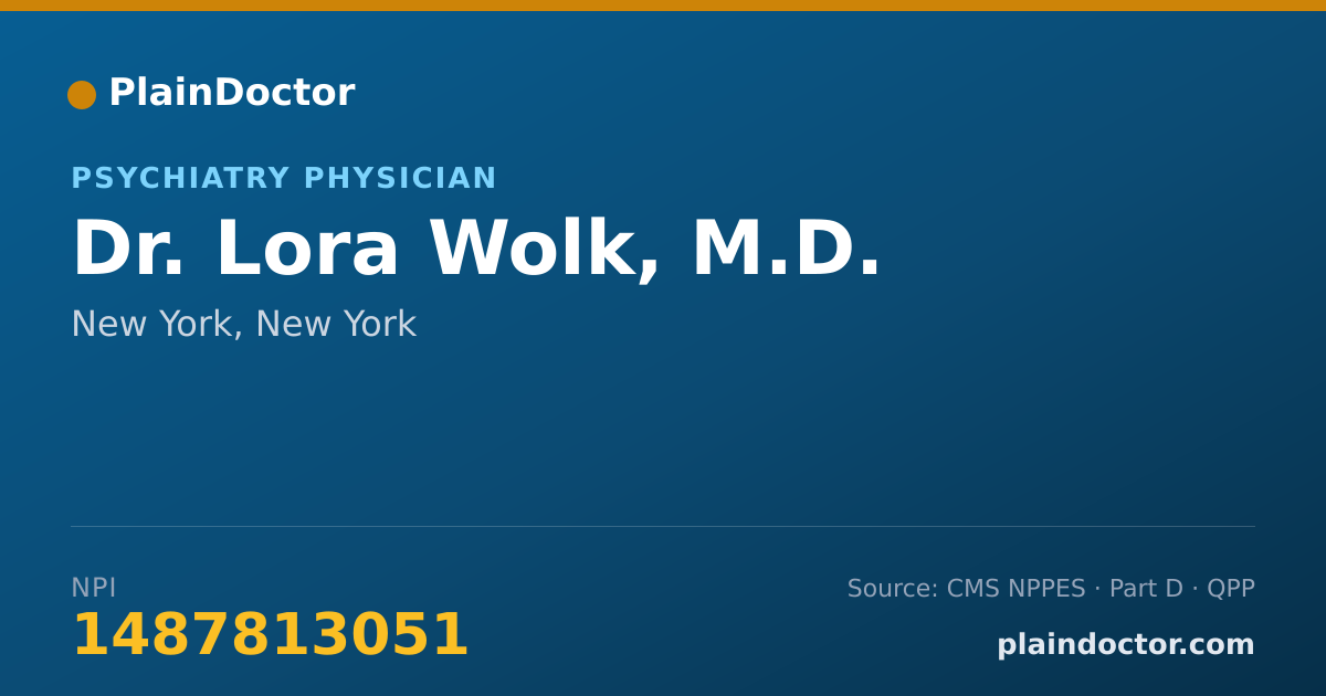 Shareable card for Lora Wolk, M.D. - Psychiatry Physician, New York, NY