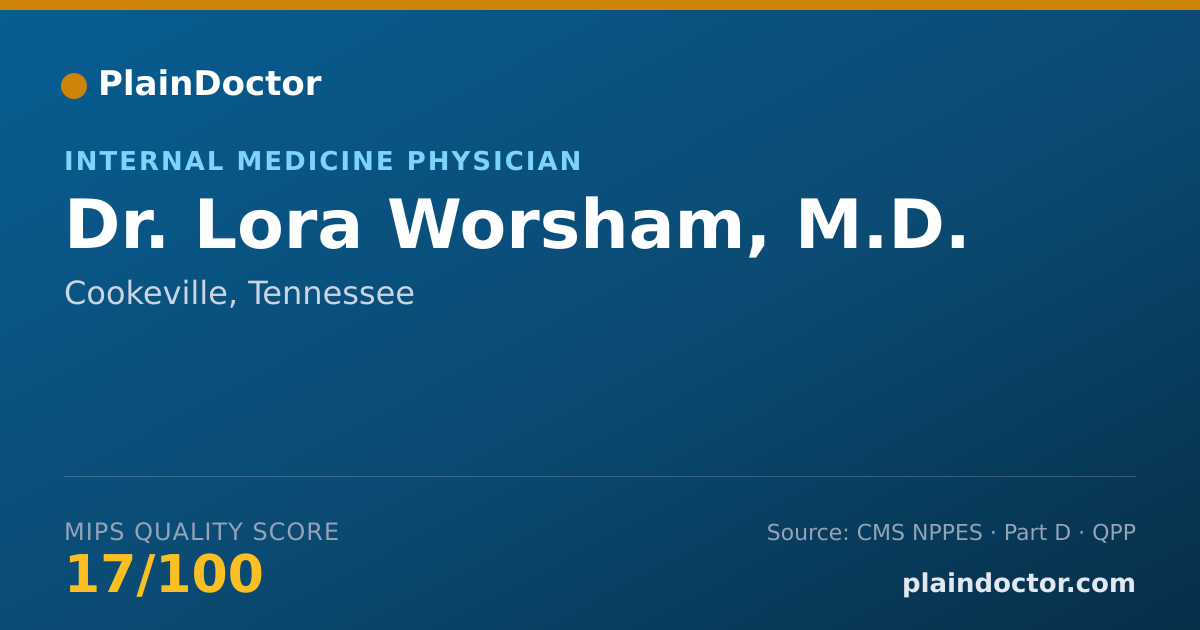 Shareable card for Lora Worsham, M.D. - Internal Medicine Physician, Cookeville, TN