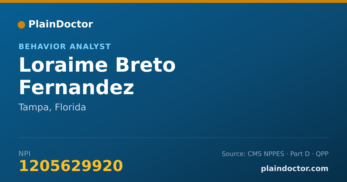 Shareable card for Loraime Breto Fernandez - Behavior Analyst, Tampa, FL