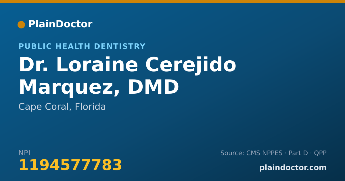 Shareable card for Loraine Cerejido Marquez, DMD - Public Health Dentistry, Cape Coral, FL