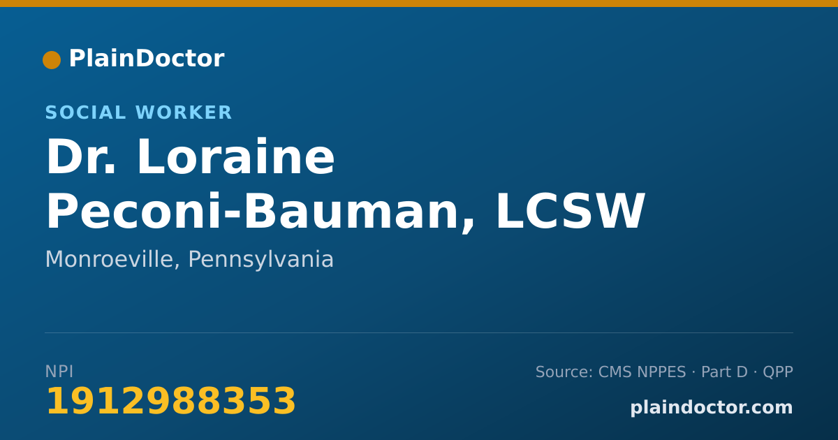 Shareable card for Loraine Peconi-Bauman, LCSW - Social Worker, Monroeville, PA