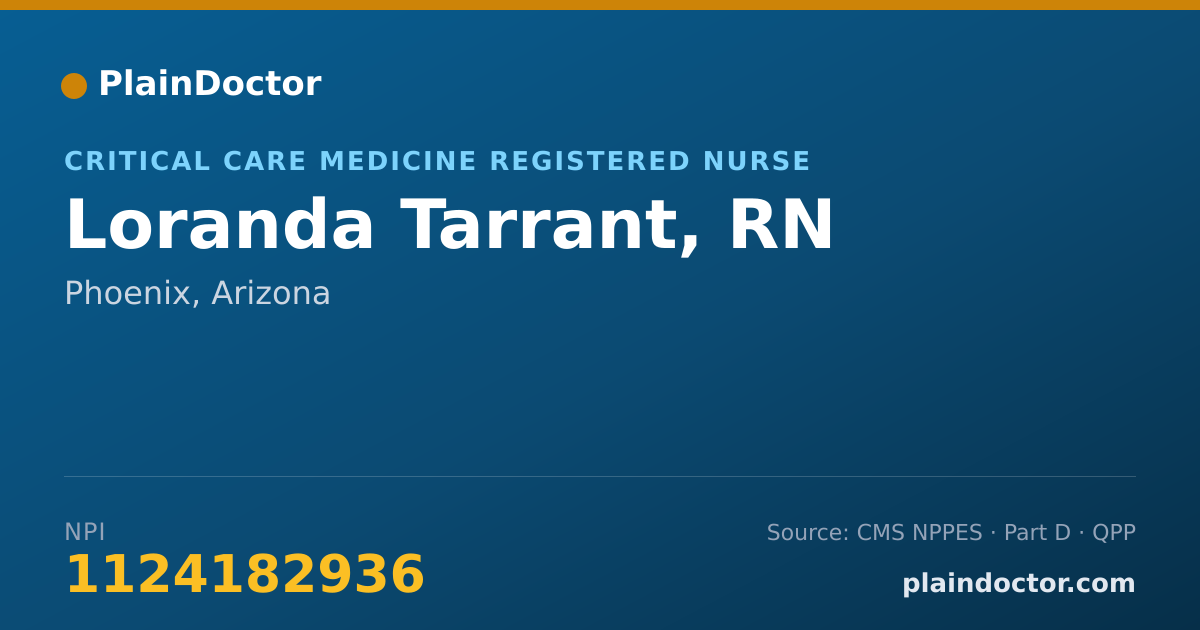 Shareable card for Loranda Tarrant, RN - Critical Care Medicine Registered Nurse, Phoenix, AZ