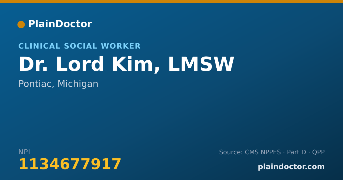 Shareable card for Lord Kim, LMSW - Clinical Social Worker, Pontiac, MI