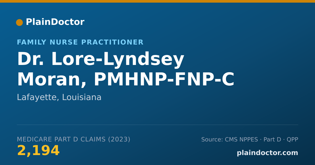 Shareable card for Lore-Lyndsey Moran, PMHNP-FNP-C - Family Nurse Practitioner, Lafayette, LA