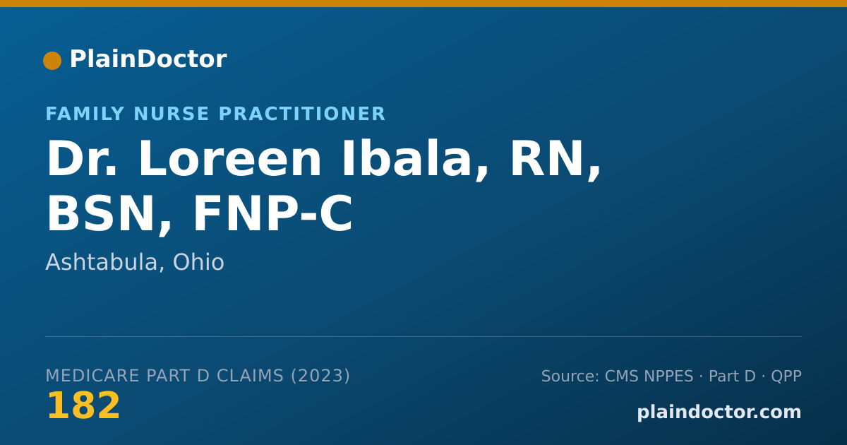 Shareable card for Loreen Ibala, RN, BSN, FNP-C - Family Nurse Practitioner, Ashtabula, OH