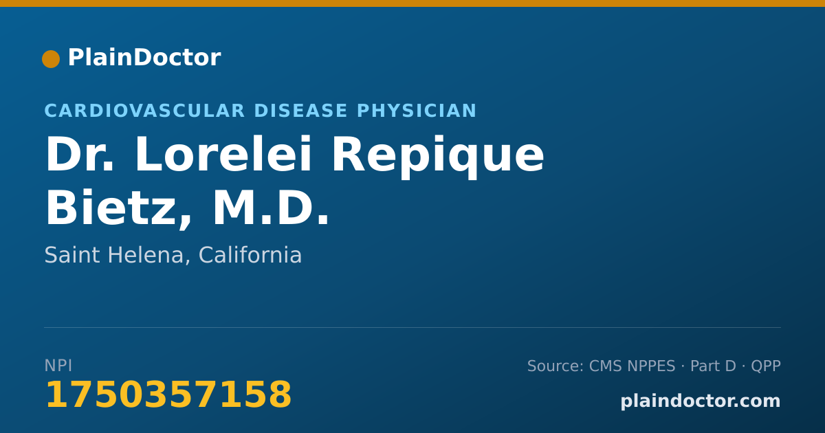 Shareable card for Lorelei Repique Bietz, M.D. - Cardiovascular Disease Physician, Saint Helena, CA