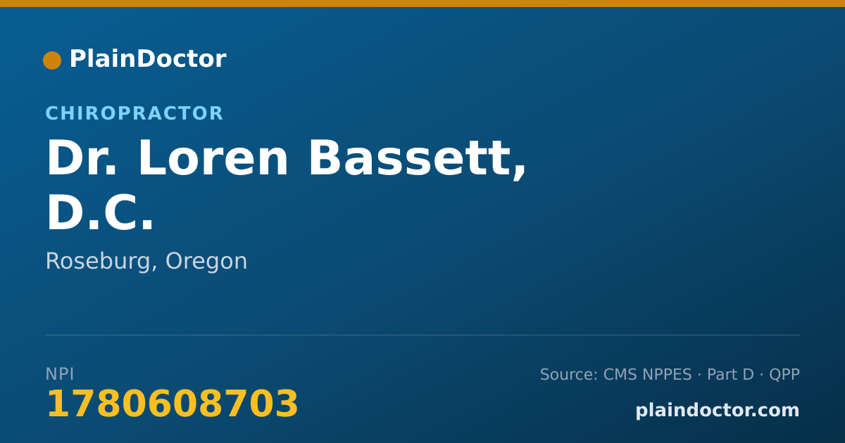 Shareable card for Loren Bassett, D.C. - Chiropractor, Roseburg, OR