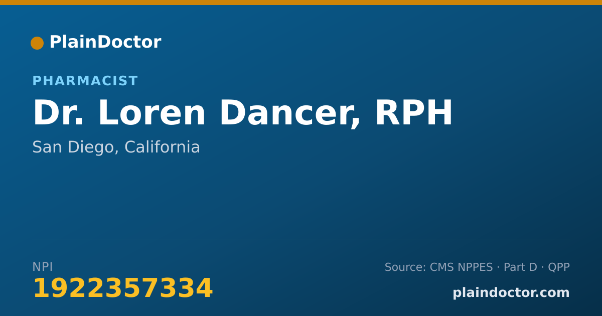 Shareable card for Loren Dancer, RPH - Pharmacist, San Diego, CA
