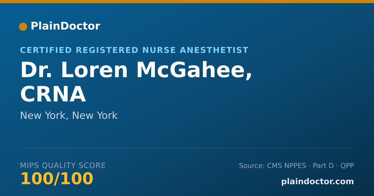Shareable card for Loren McGahee, CRNA - Certified Registered Nurse Anesthetist, New York, NY