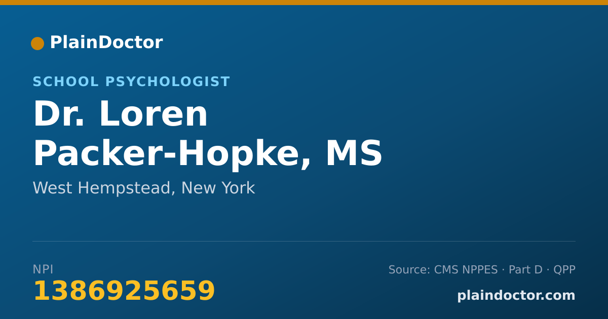 Shareable card for Loren Packer-Hopke, MS - School Psychologist, West Hempstead, NY