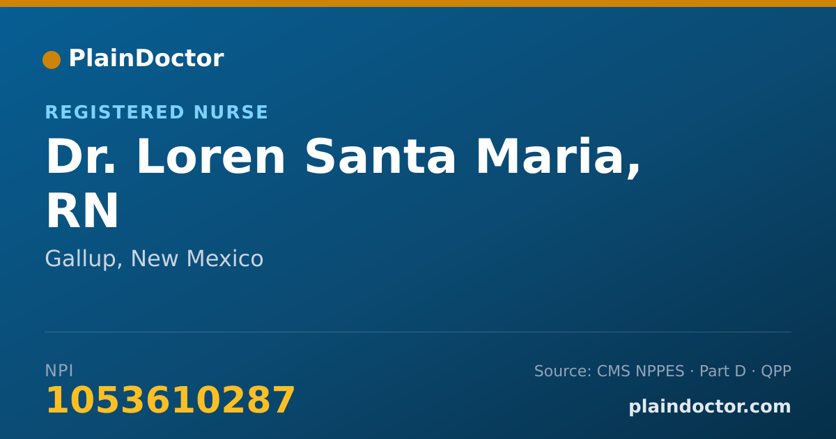 Shareable card for Loren Santa Maria, RN - Registered Nurse, Gallup, NM