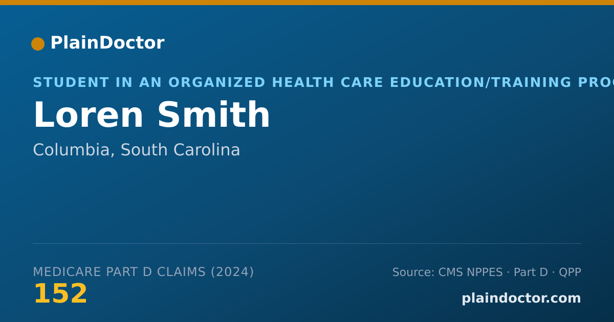 Shareable card for Loren Smith - Student in an Organized Health Care Education/Training Program, Columbia, SC