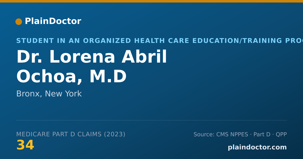 Shareable card for Lorena Abril Ochoa, M.D - Student in an Organized Health Care Education/Training Program, Bronx, NY