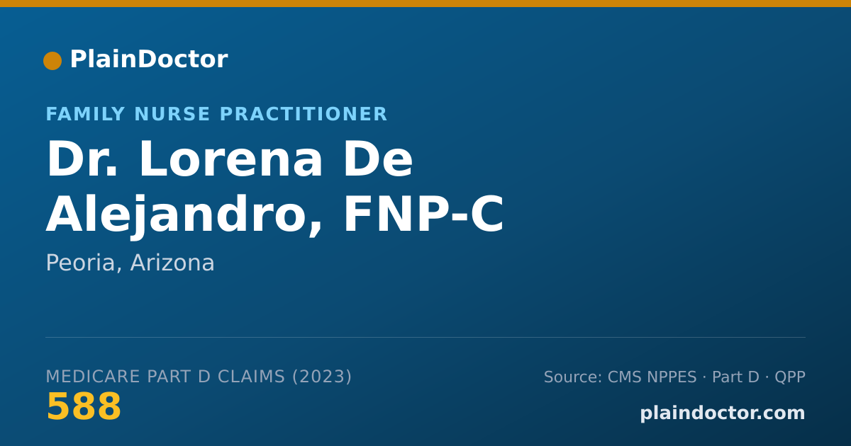 Shareable card for Lorena De Alejandro, FNP-C - Family Nurse Practitioner, Peoria, AZ