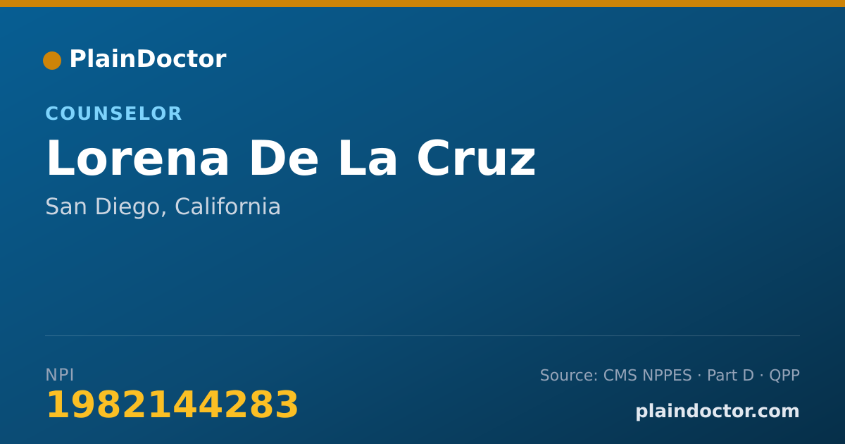 Shareable card for Lorena De La Cruz - Counselor, San Diego, CA